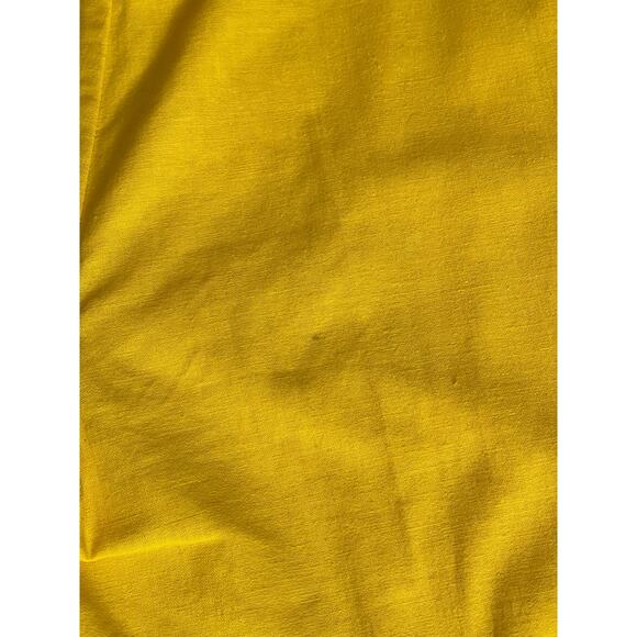Womens Wide Leg Pants Yellow High Rise Relaxed Fit Button Closure Cotton 7/8 - Picture 4 of 6